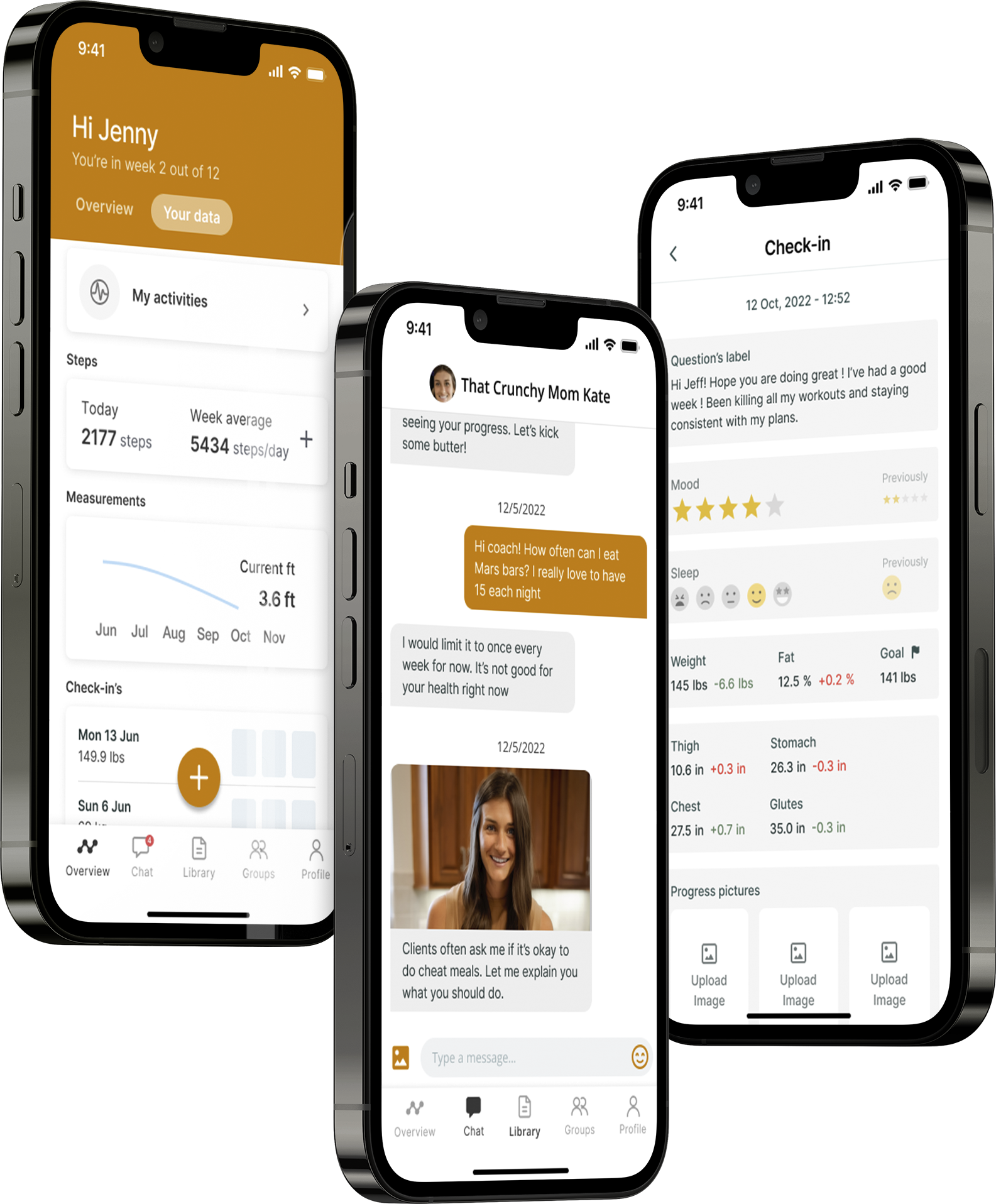A mockup of the coaching app showcasing the features.
